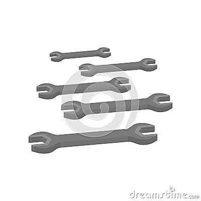Set of wrenches.Vector isometric. Vector Illustration